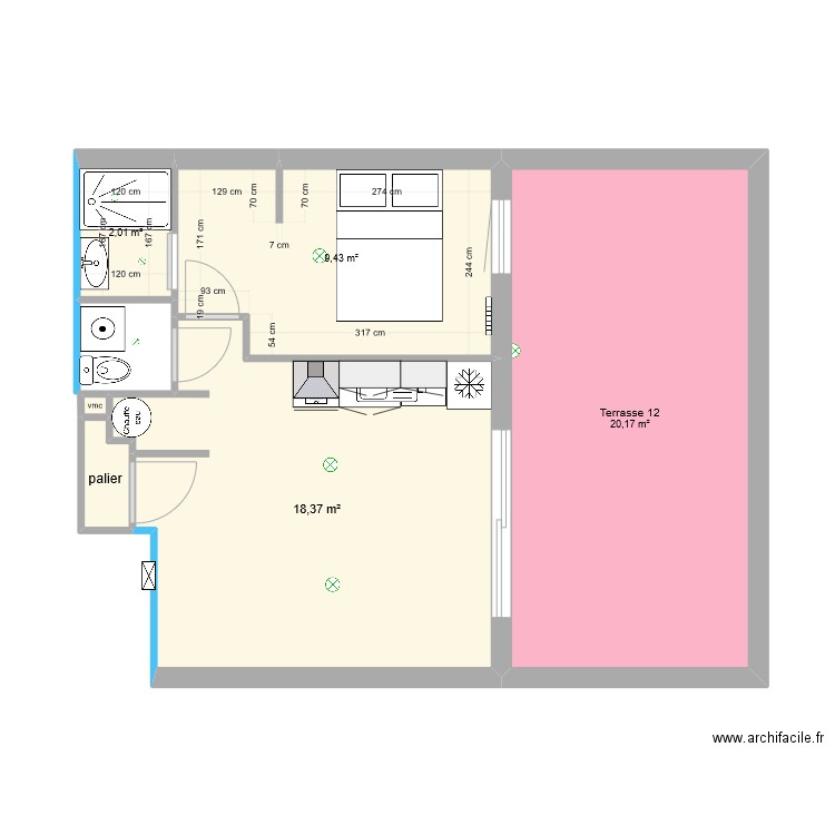 Appartement 12 n°2. Plan de 6 pièces et 51 m2