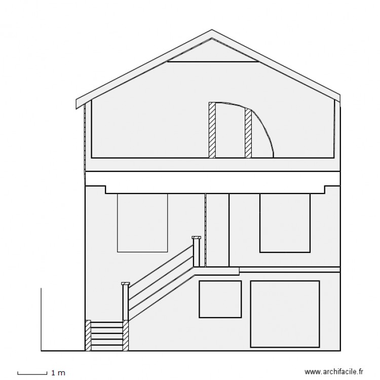 Façade principale. Plan de 0 pièce et 0 m2