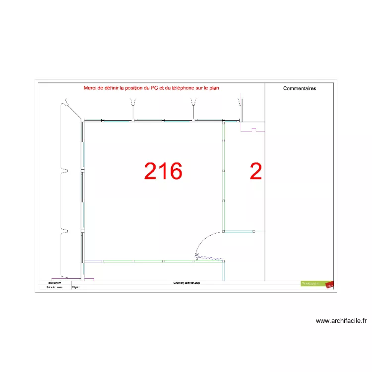 Bureau 816 D GOUDADI . Plan de 