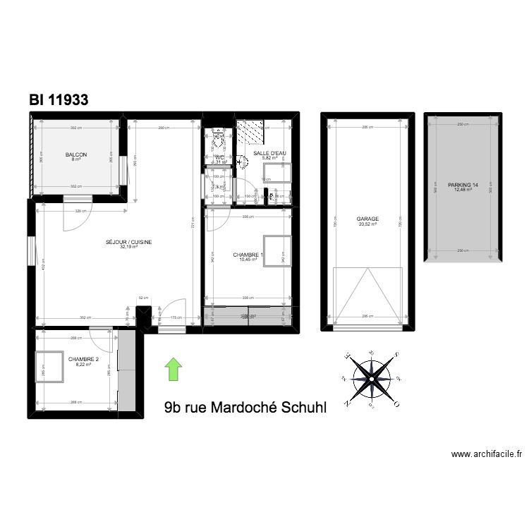 BI 11933. Plan de 11 pièces et 103 m2