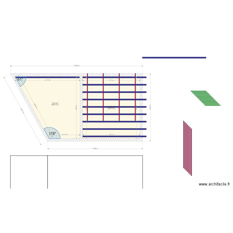 calepinage plafond sejour 1. Plan de 2 pièces et 40 m2