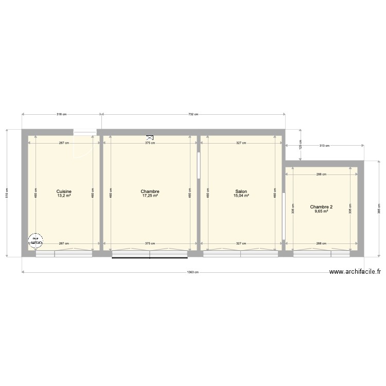 Appart Thiais Fenetres. Plan de 4 pièces et 55 m2