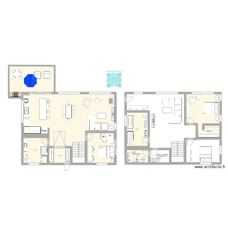 ANCIEN  plan 1. Plan de 8 pièces et 176 m2