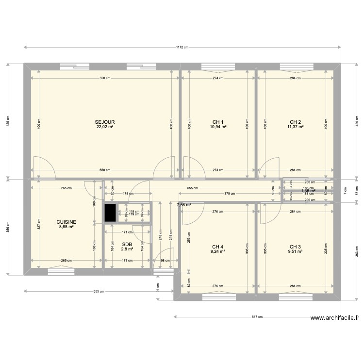 CALVIN FILS. Plan de 11 pièces et 85 m2