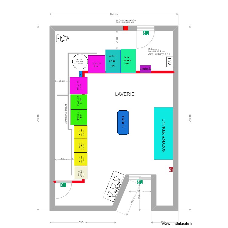 PROJET PLAIS. Plan de 2 pièces et 50 m2