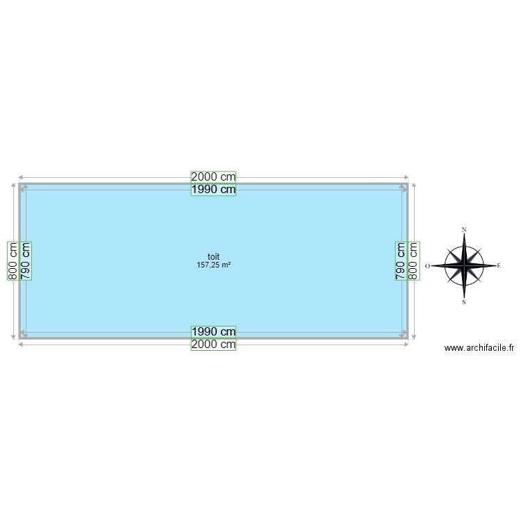 toit serre. Plan de 1 pièce et 157 m2