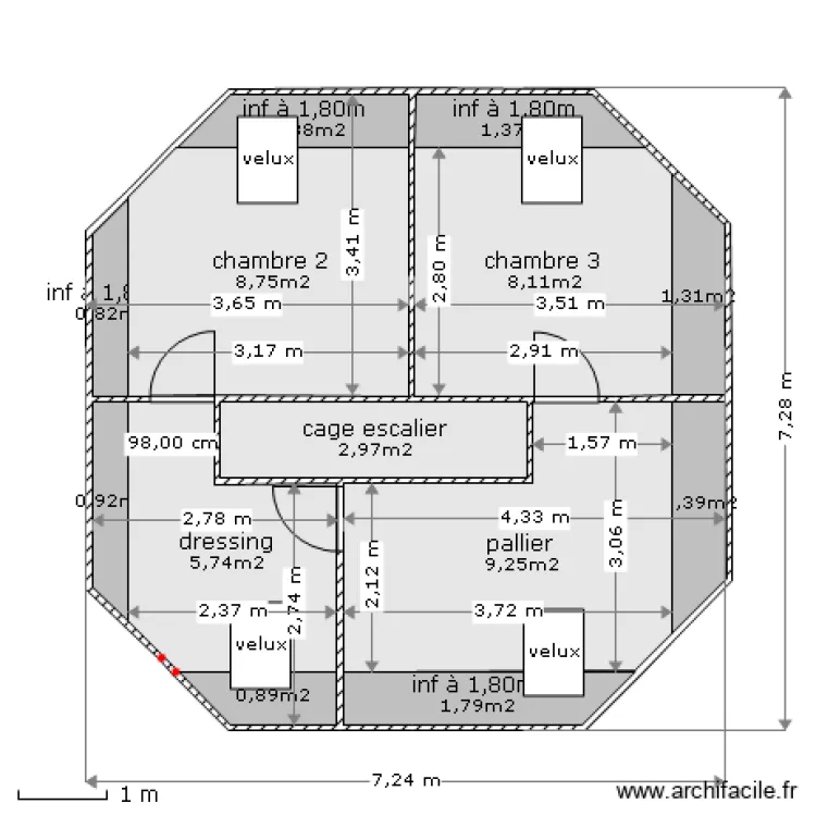 hexagone 3 étage 31,85m2. Plan de hexagone 3 étage 31,85m2. Plan de