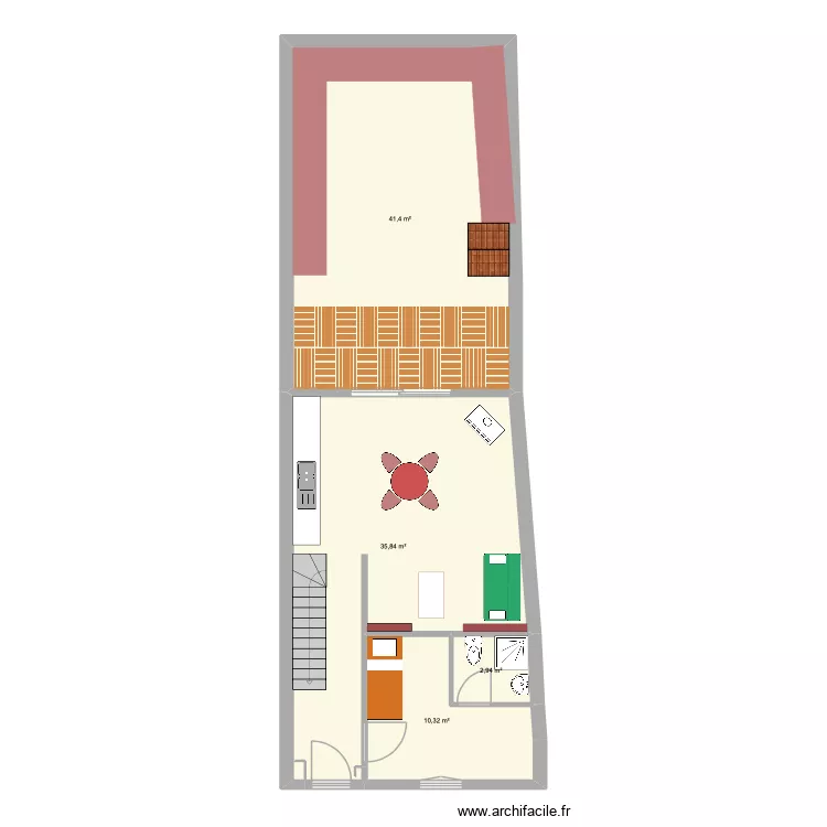 Valmy RDC essai studio 3. Plan de 4  et 90 m²