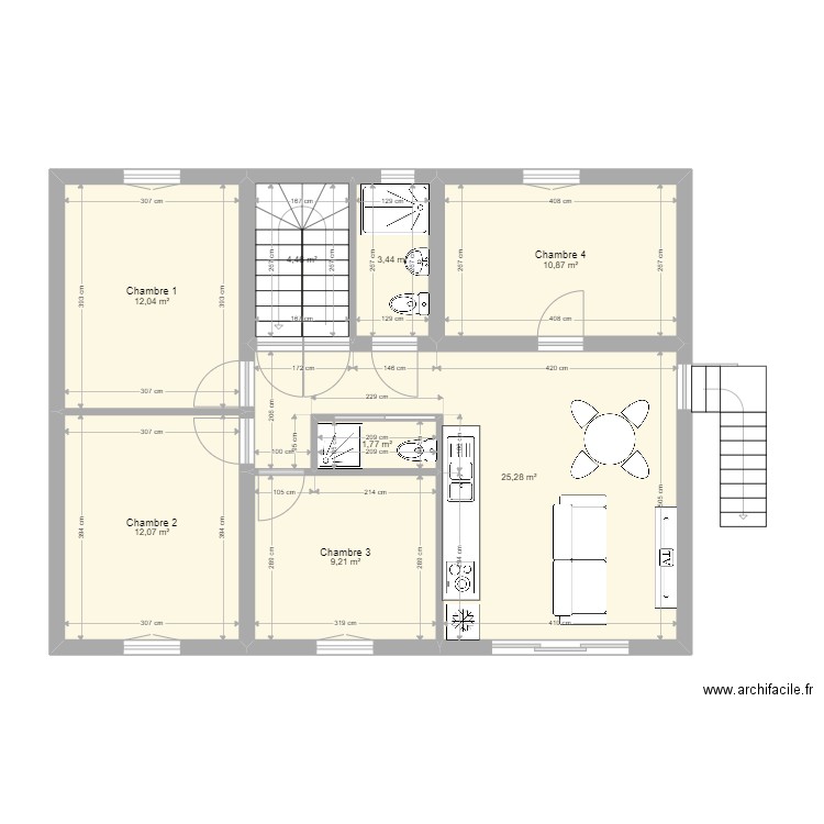 RDC - Maison Meaux. Plan de 8 pièces et 79 m2