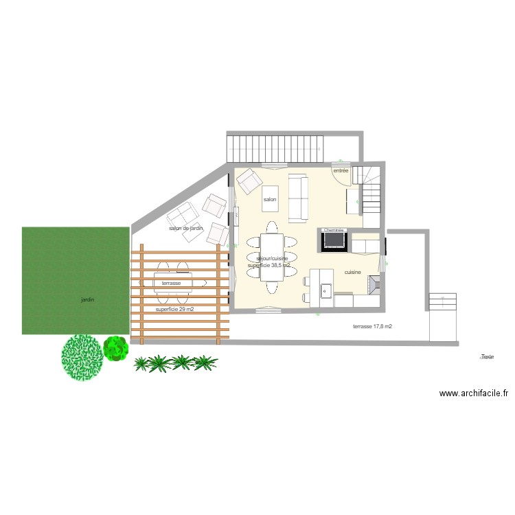 plan de maison  Rez de jardin1. Plan de 0 pièce et 0 m2