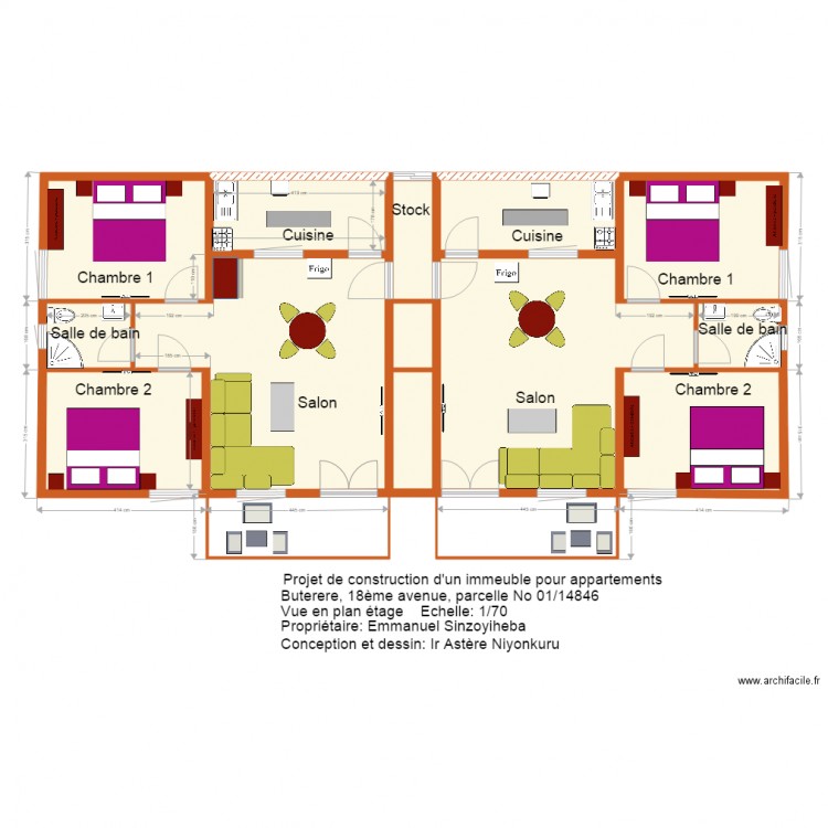 musalac étag. Plan de 13 pièces et 126 m2