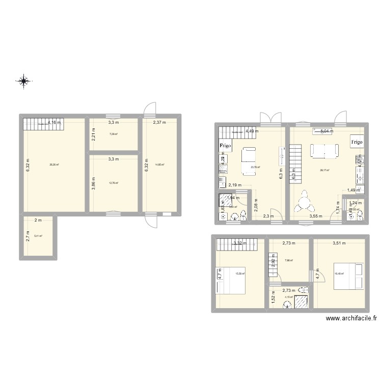MaisonLV1 variante. Plan de 13 pièces et 169 m2