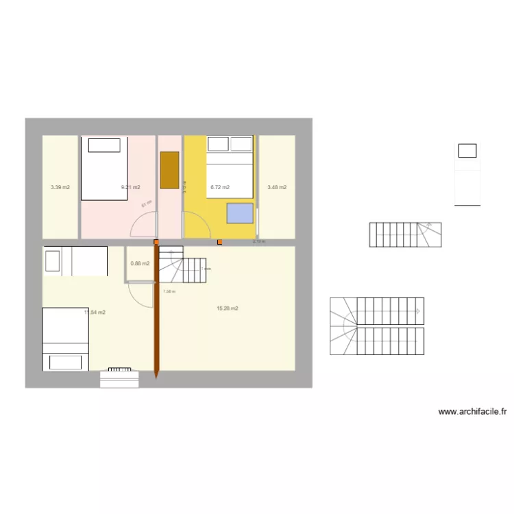 chambre mezzanine V58 du 22 aout . Plan de 