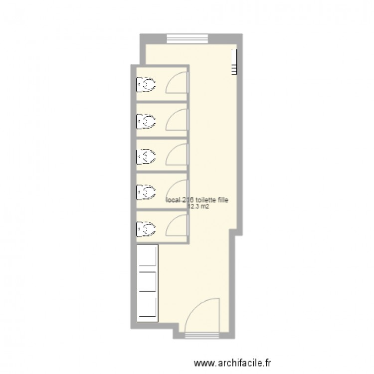 local 216 toilette fille. Plan de 0 pièce et 0 m2