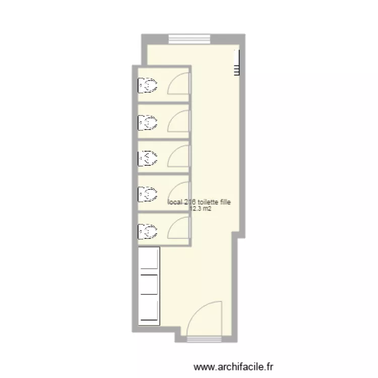 local 216 toilette fille. Plan de 