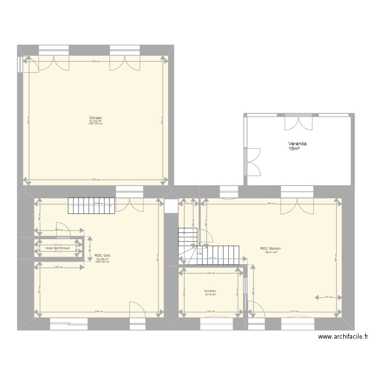 plan générale maison vildé existant. Plan de 15 pièces et 218 m2