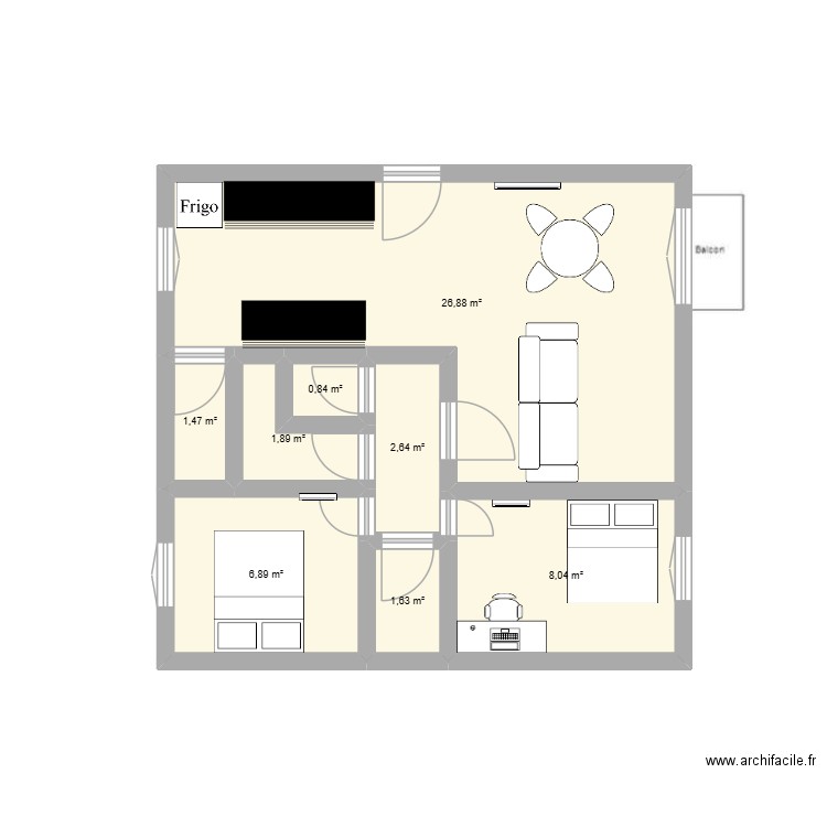 37_V2. Plan de 8 pièces et 50 m2