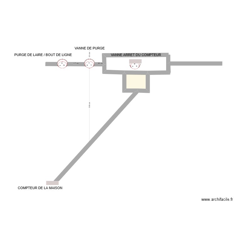 arrivé d'eau le grand. Plan de 1 pièce et 1 m2