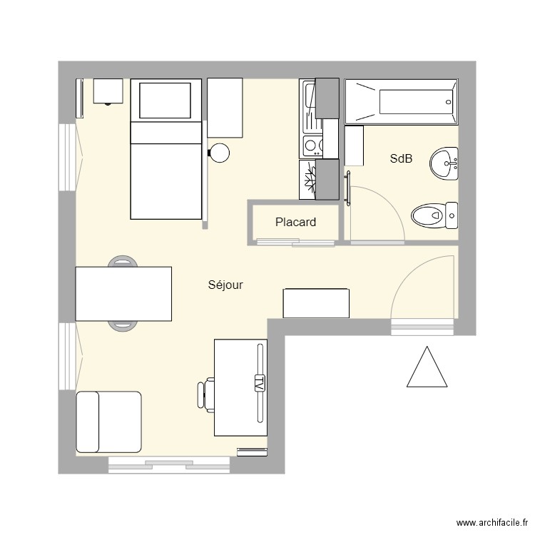 Studio Montigny 1. Plan de 3 pièces et 25 m2