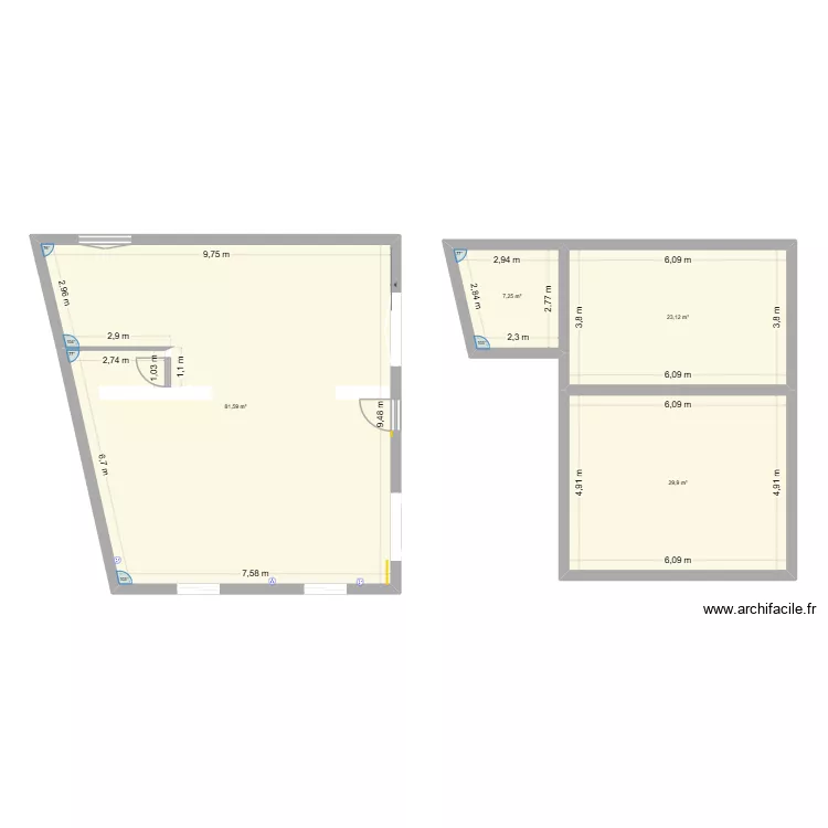 Plan RDC 3. Plan de 4 Pièces et 142 m²