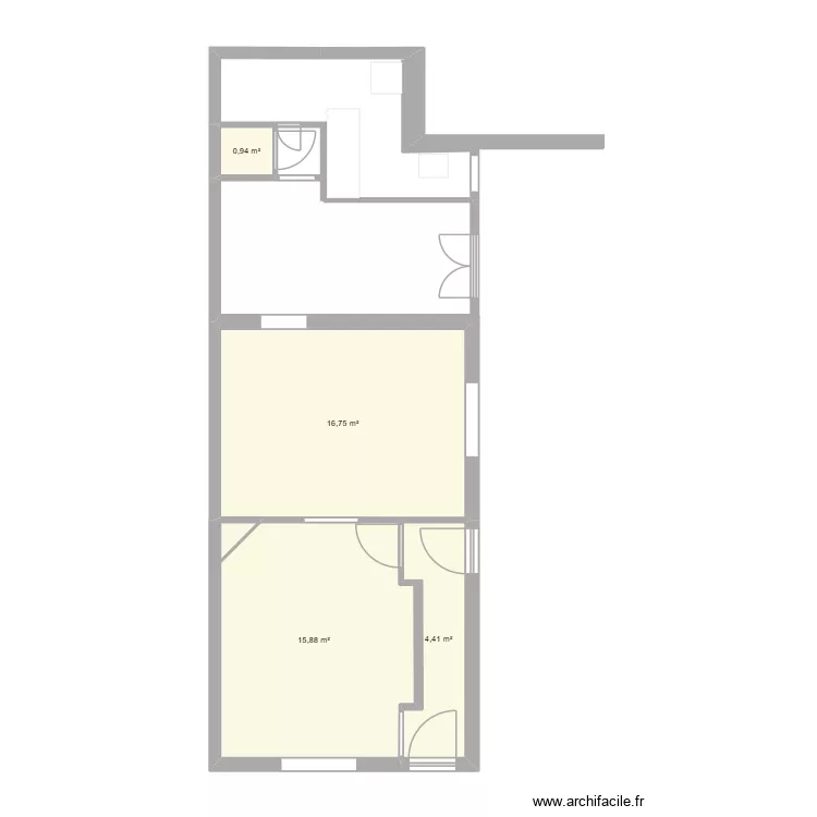 Monplaisir RDC. Plan de 4  et 38 m²