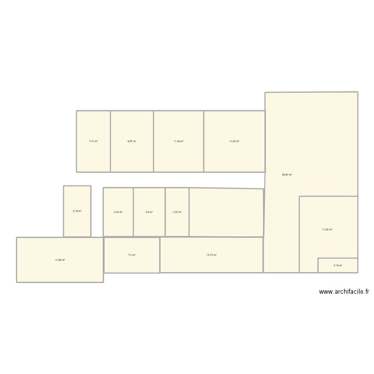 plan. Plan de 14 pièces et 176 m2