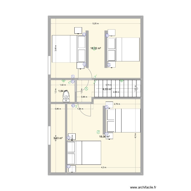 Chambres mézzanine. Plan de 0 pièce et 0 m2