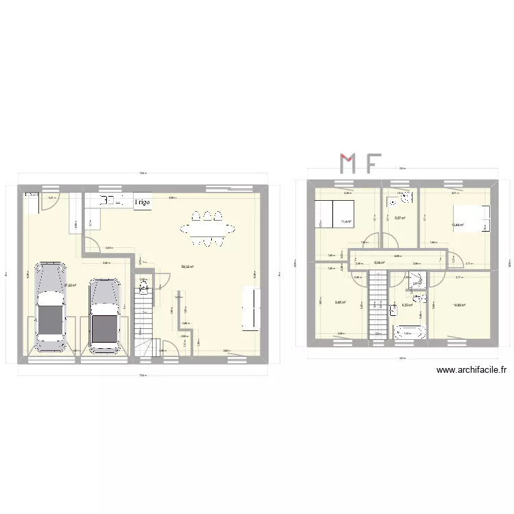 maison fut&eacute;e marange. Plan de 10 pièces et 163 m²