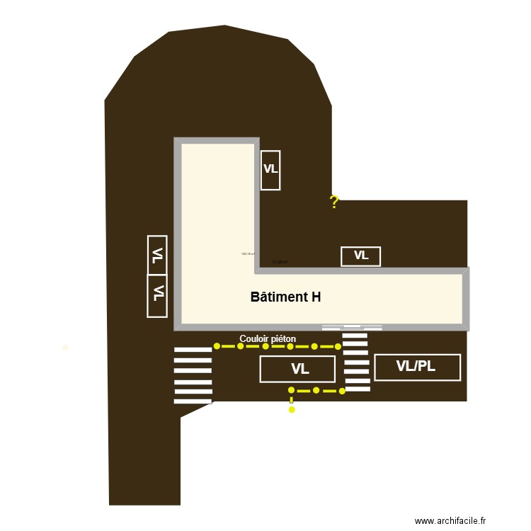 Bat H. Plan de 1 pièce et 37 m2