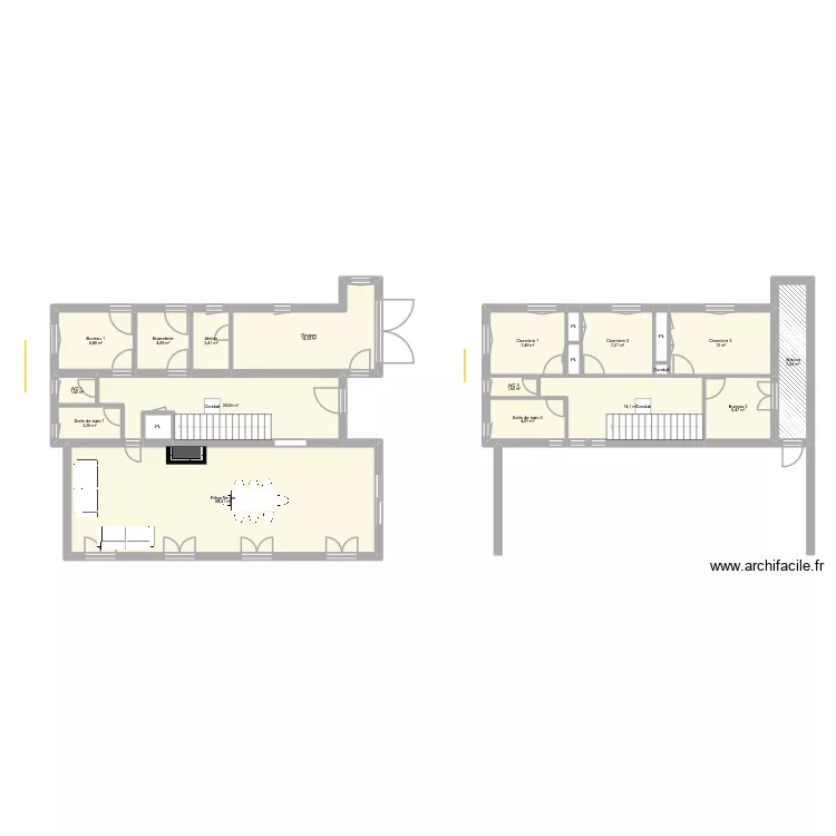 Maison St Antonin. Plan de 21  et 167 m²