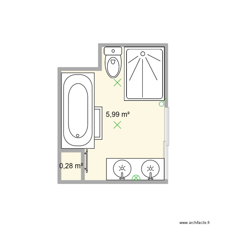 LUNEAU. Plan de 2 pièces et 6 m2