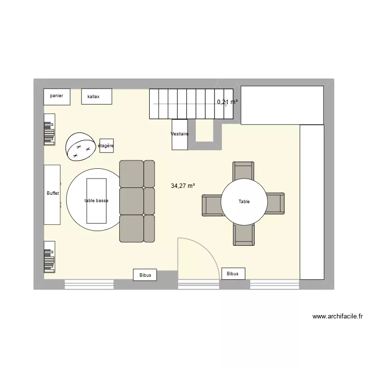 loc kerascoet. Plan de 2 Pièces et 34 m²