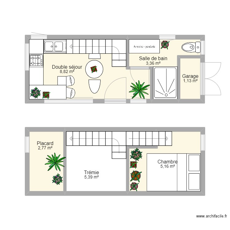 golden roulotte. Plan de 6 pièces et 27 m2