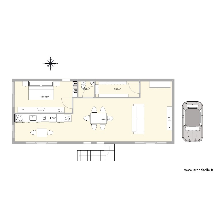 Homecure. Plan de 4 pièces et 53 m2