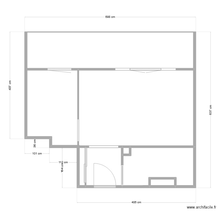 Studio Victor. Plan de 5 pièces et 21 m2