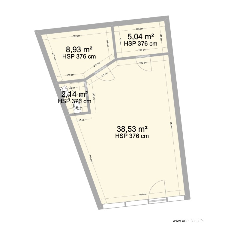 Plan de base 15 Avant. Plan de 4 pièces et 55 m2