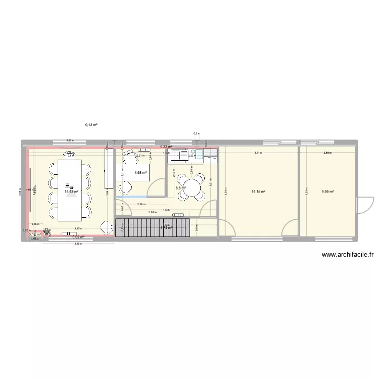 PROJET 3: MEZZA/ ARCHIVES / BUREAUX. Plan de 10  et 56 m²