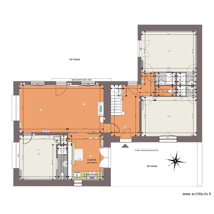 Belon futur nu. Plan de 24 pièces et 334 m2