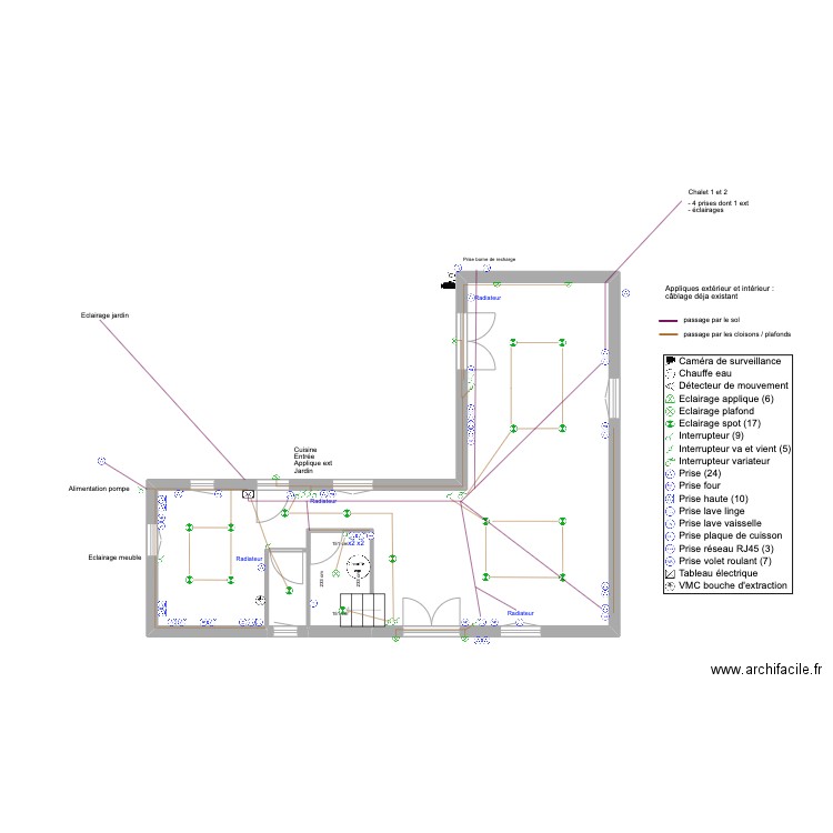 Plan électrique RDC . Plan de 0 pièce et 0 m2