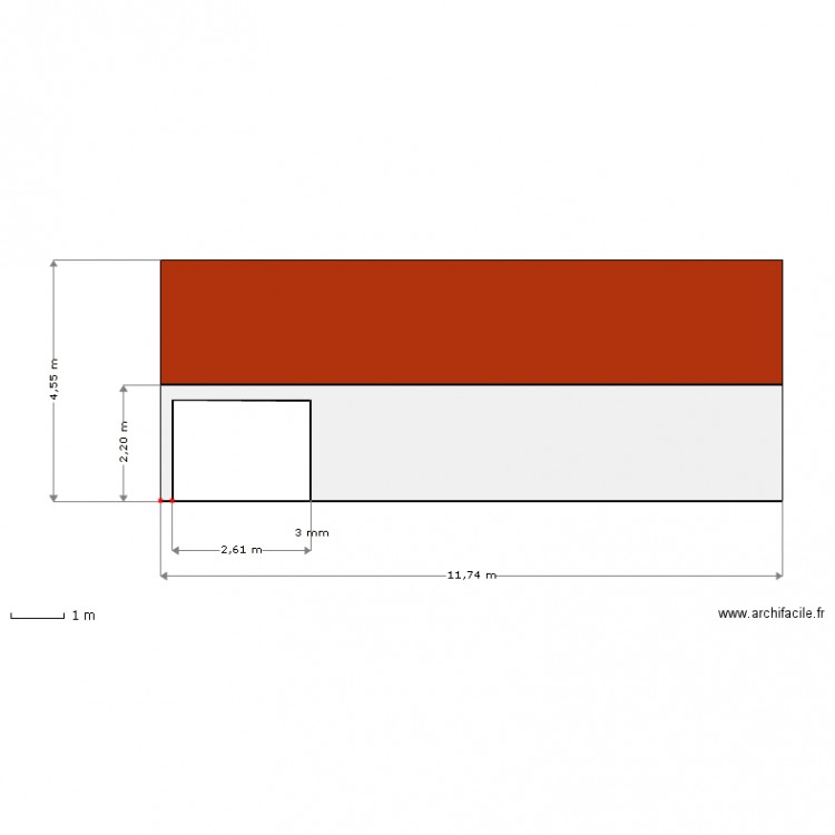 Facade Nord - Etat actuel - Echelle 1/100e. Plan de 0 pièce et 0 m2