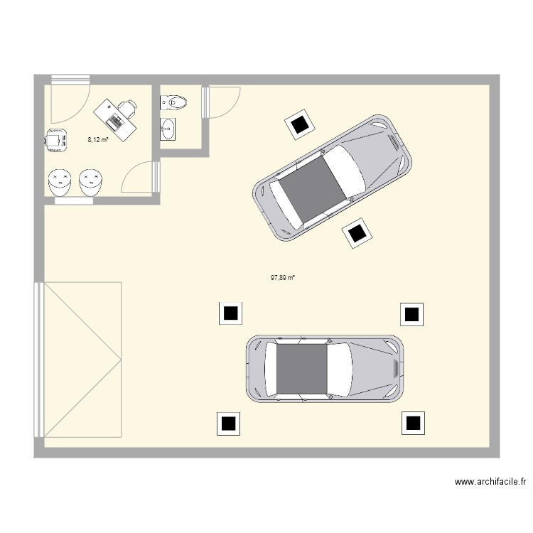 plan garage. Plan de 2 pièces et 106 m2