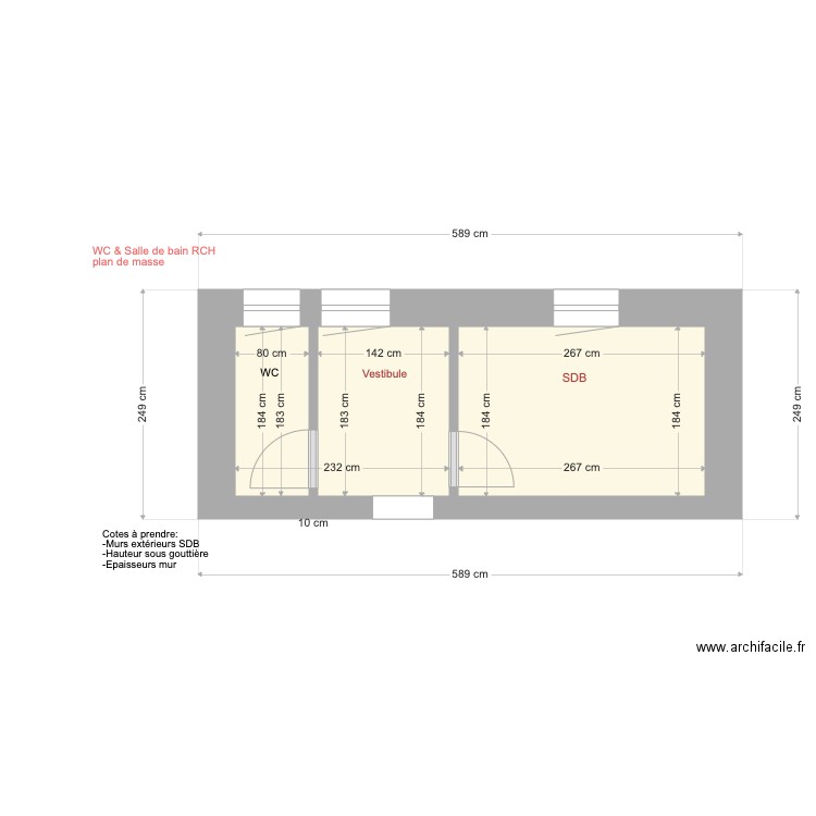 Bloc salle de bain maison 1. Plan de 0 pièce et 0 m2