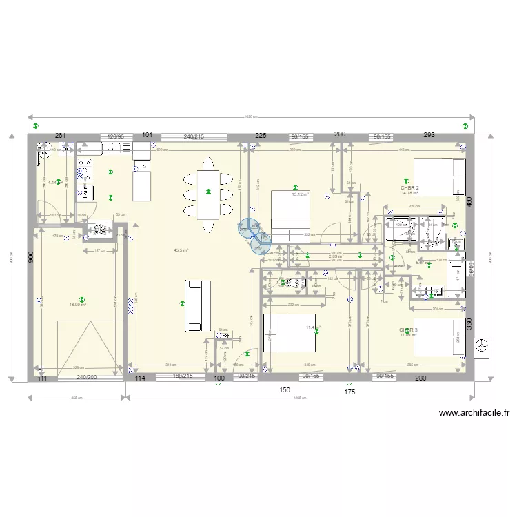 MAISON T5 FINAL avec Baignoire  et Fridge US. Plan de 