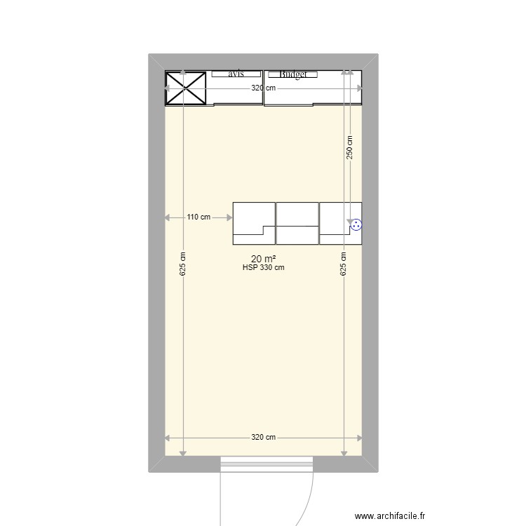 Angouleme Gare V2. Plan de 1 pièce et 20 m2