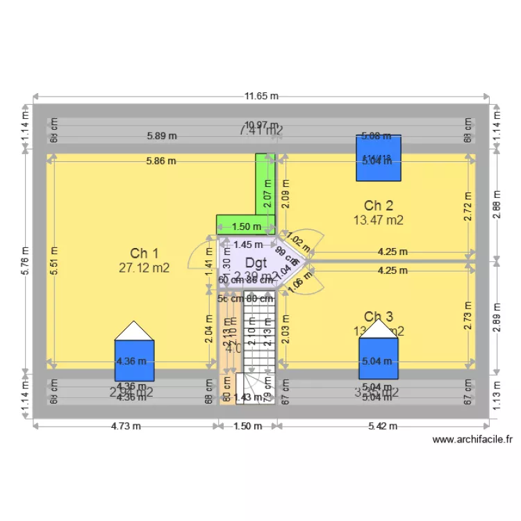 SPALONY SOLEBIDA Etage. Plan de 