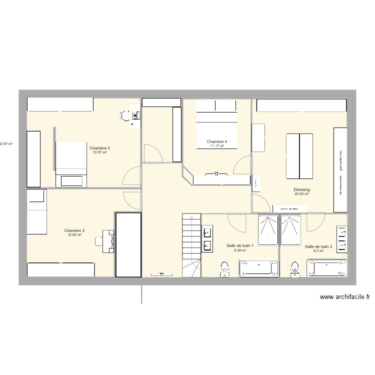 Nonville étage. Plan de 0 pièce et 0 m2