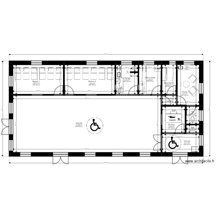 Standard JORDAN. Plan de 12 pièces et 131 m2