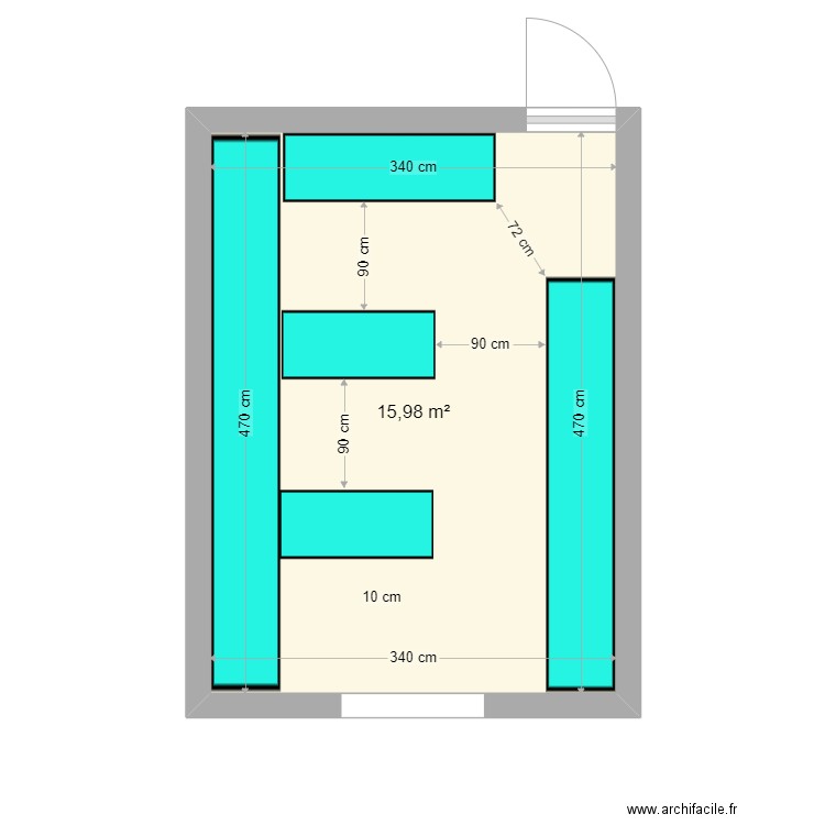 DRESSING RDC V2. Plan de 1 pièce et 16 m2