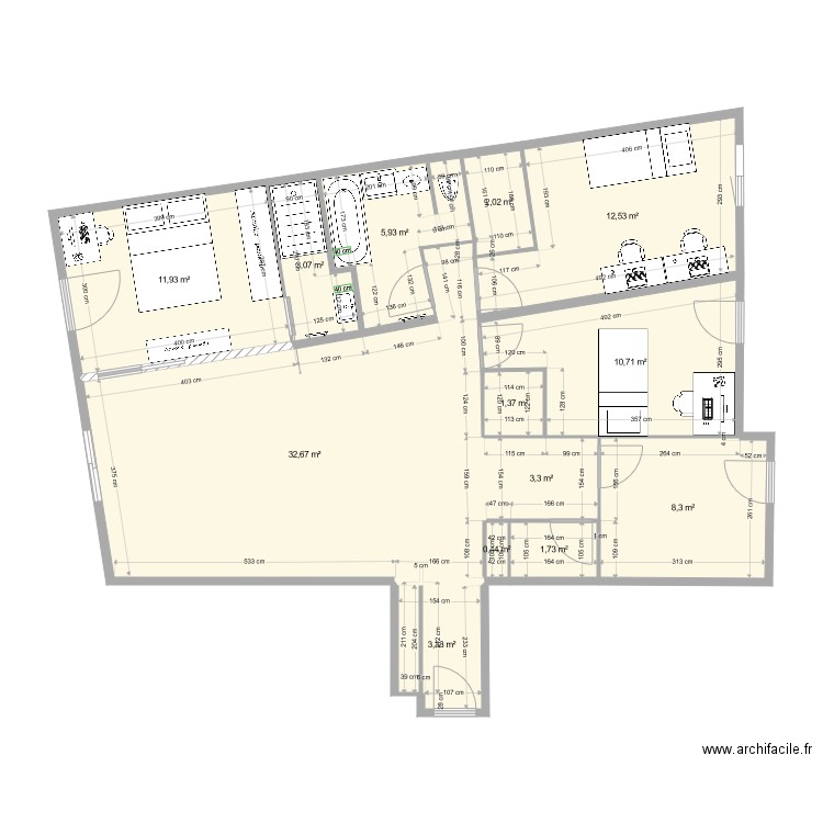 Plan59M. Plan de 13 pièces et 97 m2