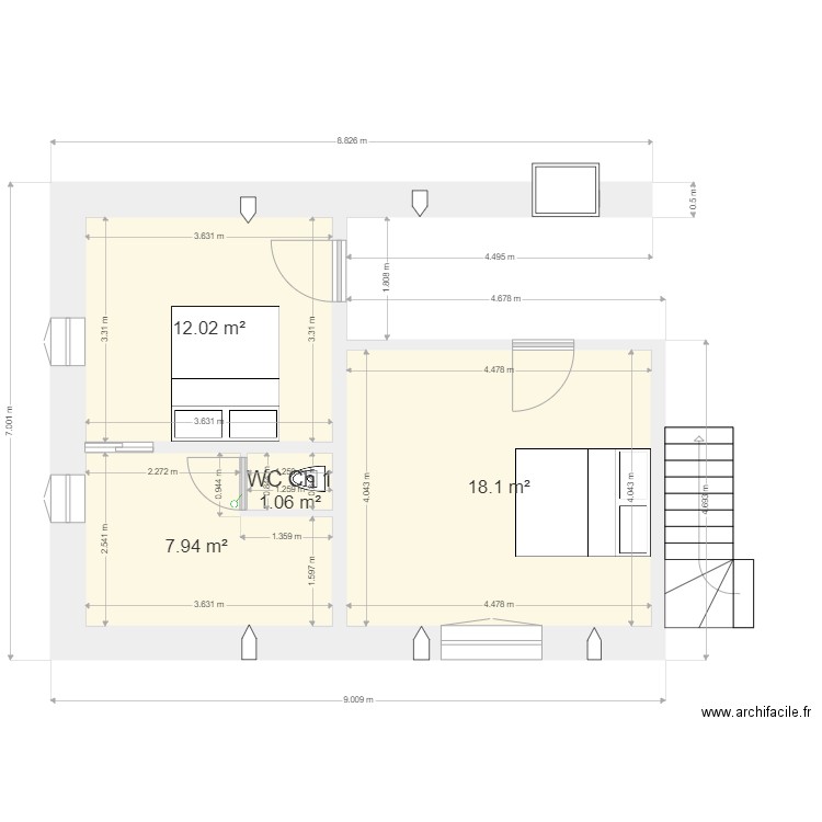 Etage floirac. Plan de 0 pièce et 0 m2